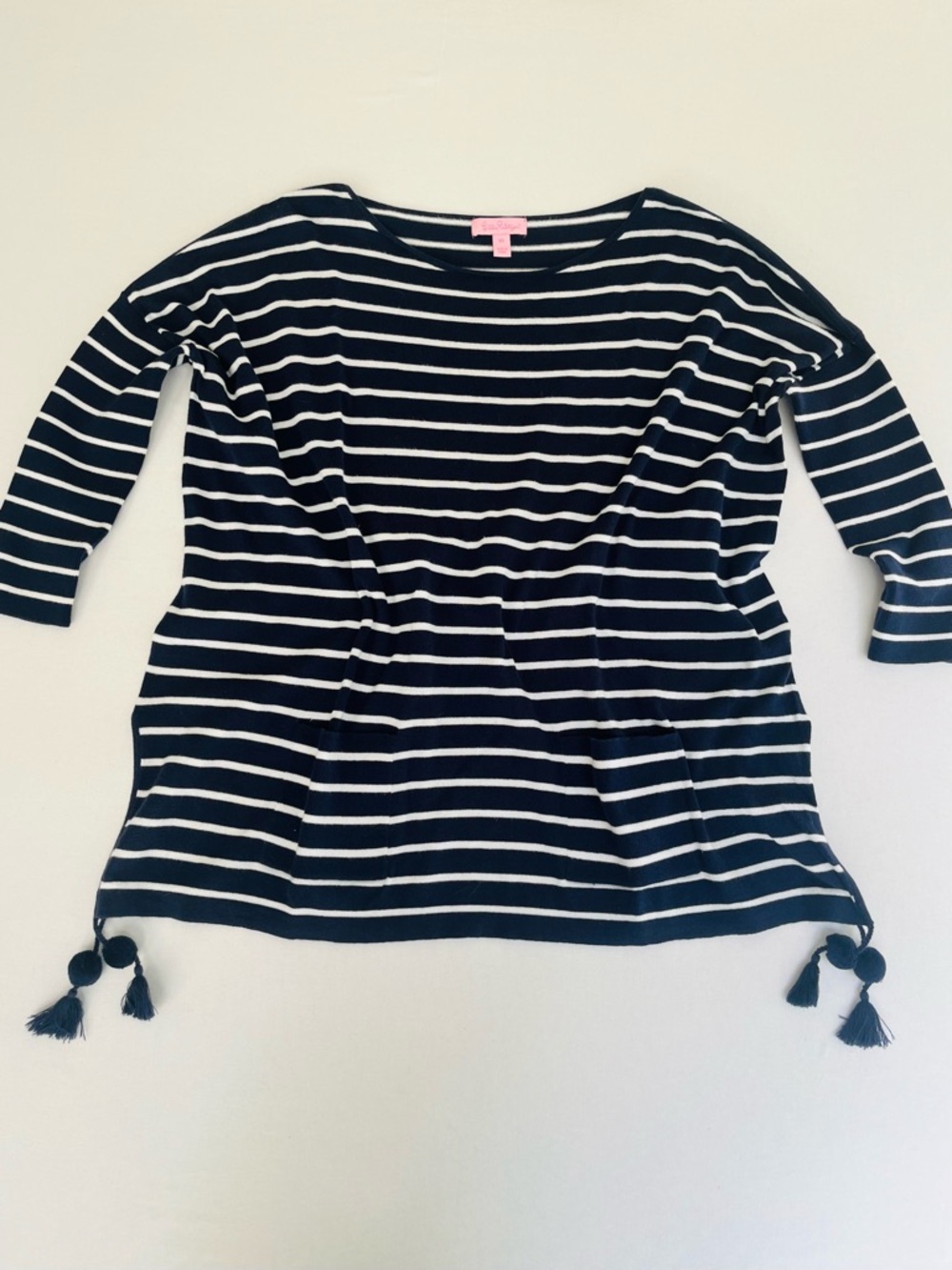 Lilly Pulitzer Elba Stripes Tassel Nautical Sweatshirt Relaxed Pullover Top XS